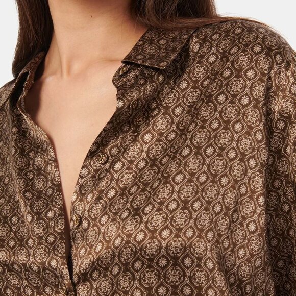 Cami NYC Veronique Print Silk Charmeuse Long Sleeve Button Down Blouse Sz Large - Picture 15 of 15